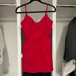 Red fitted mini dress